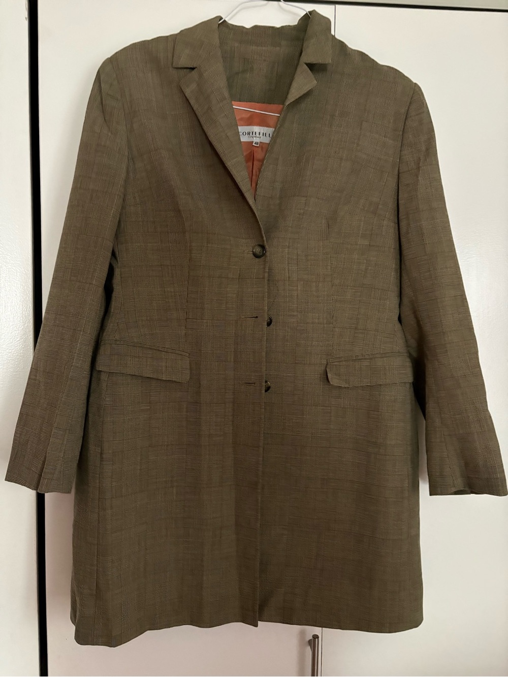Tailored Long Blazer Jacket in Olive - Women's Suit Jacket